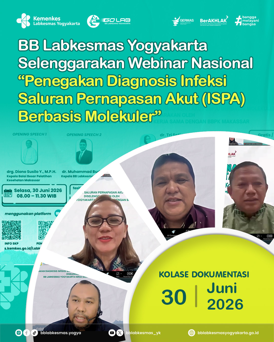 BB Labkesmas Yogyakarta Selenggarakan Webinar Nasional "Penegakan Diagnosis Infeksi Saluran Pernapasan Akut (ISPA) Berbasis Molekuler"