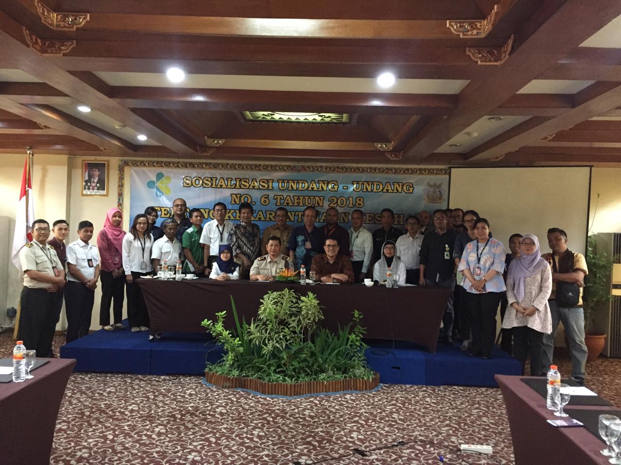 Pertemuan Sosialisasi Undang-Undang No. 6 Tahun 2018 tentang Kekarantina Kesehatan