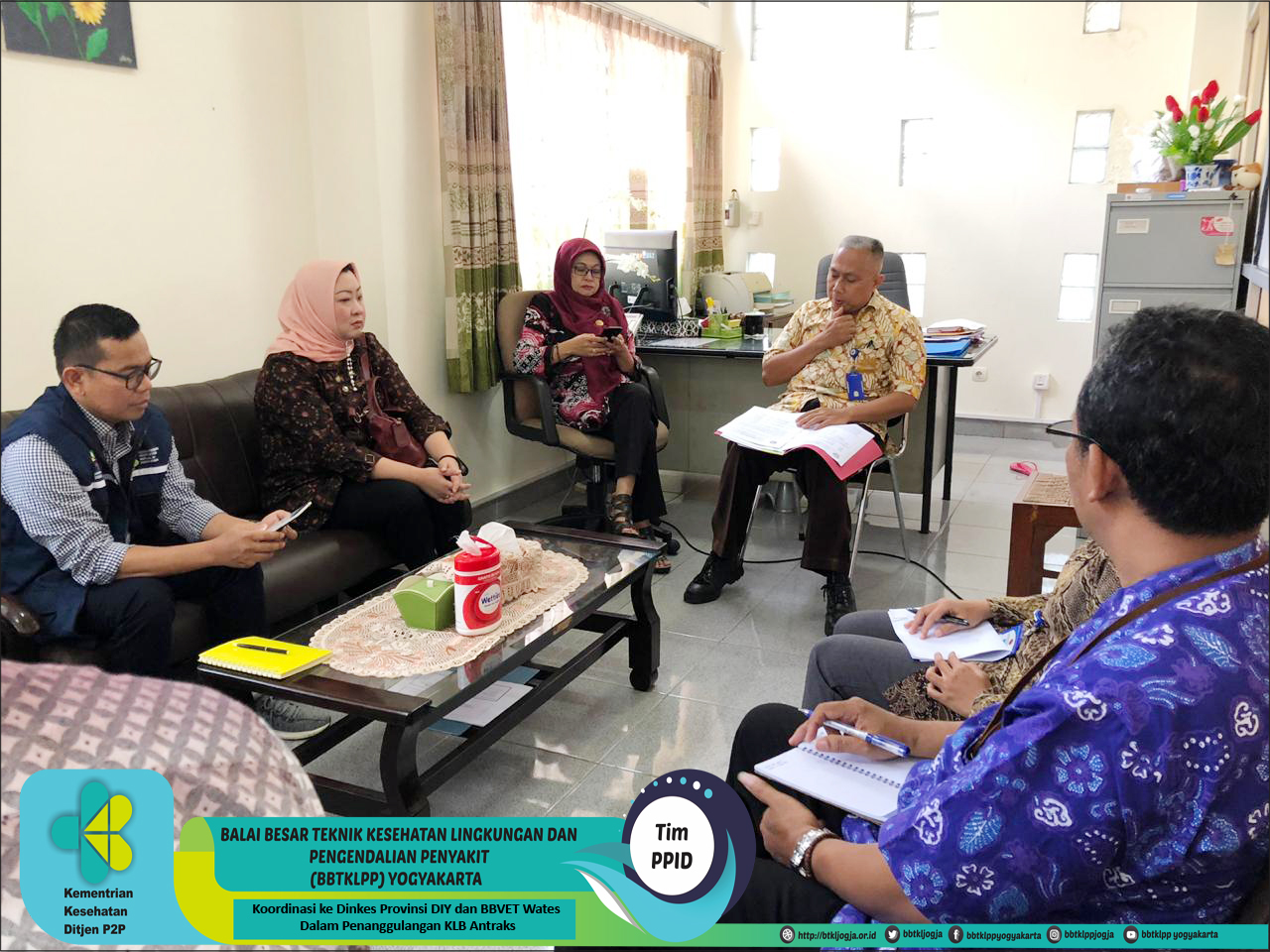 Koordinasi ke Dinkes Provinsi DIY dan BBVET Wates Dalam Penanggulangan KLB Antraks, Jumat, 24 Mei 2019