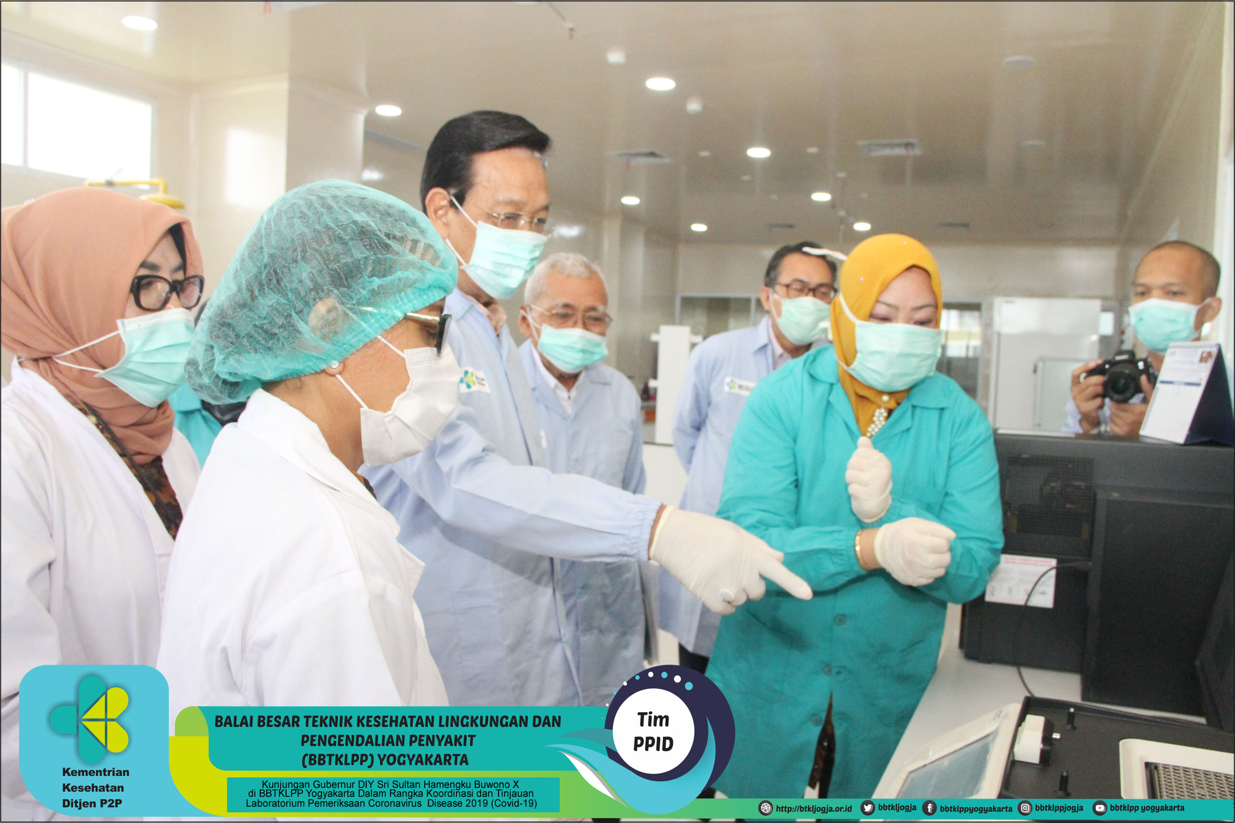 Kunjungan Gubernur Daerah Istimewa Yogyakarta (DIY) Sri Sultan Hamengku Buwono X di BBTKLPP Yogyakarta Dalam Rangka Koordinasi dan Tinjauan Laboratorium Pemeriksaan Coronavirus  Disease 2019 (Covid-19)