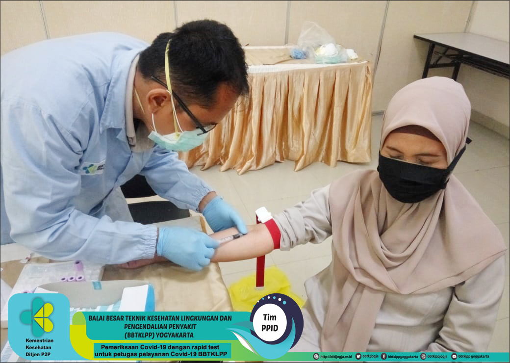 Pemeriksaan Covid-19 dengan rapid test untuk petugas pelayanan Covid-19 BBTKLPP