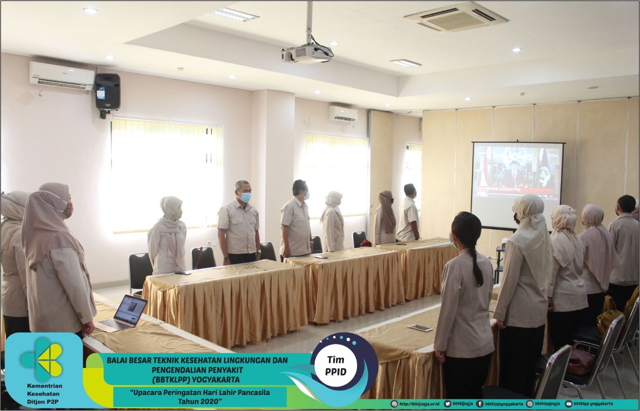 Upacara Peringatan Hari Lahirnya Pancasila tahun 2020 di BBTKLPP Yogyakarta