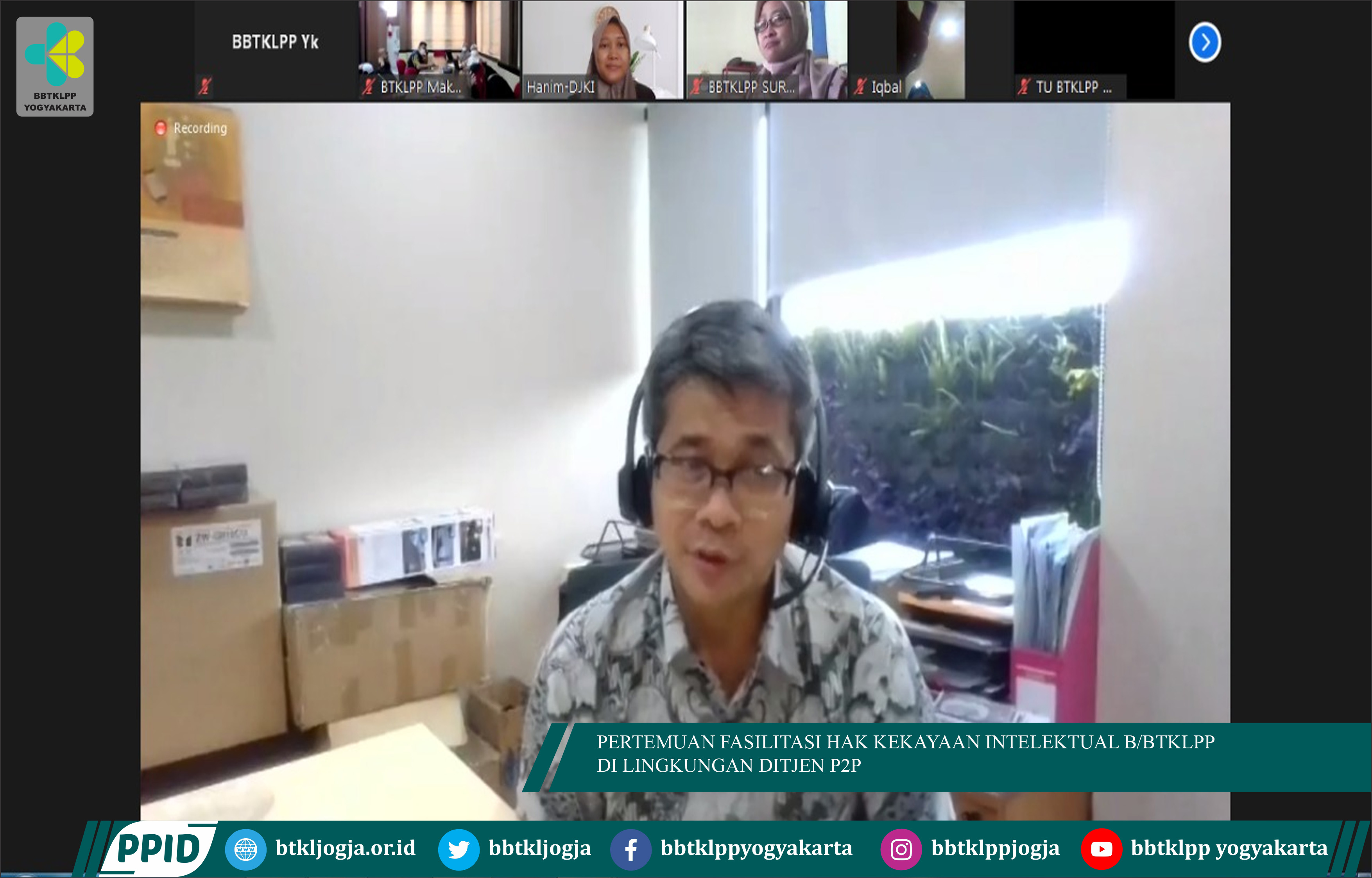 Pertemuan Fasilitasi Hak Kekayaan Intelektual B/BBTKLPP Di Lingkungan Ditjen P2P