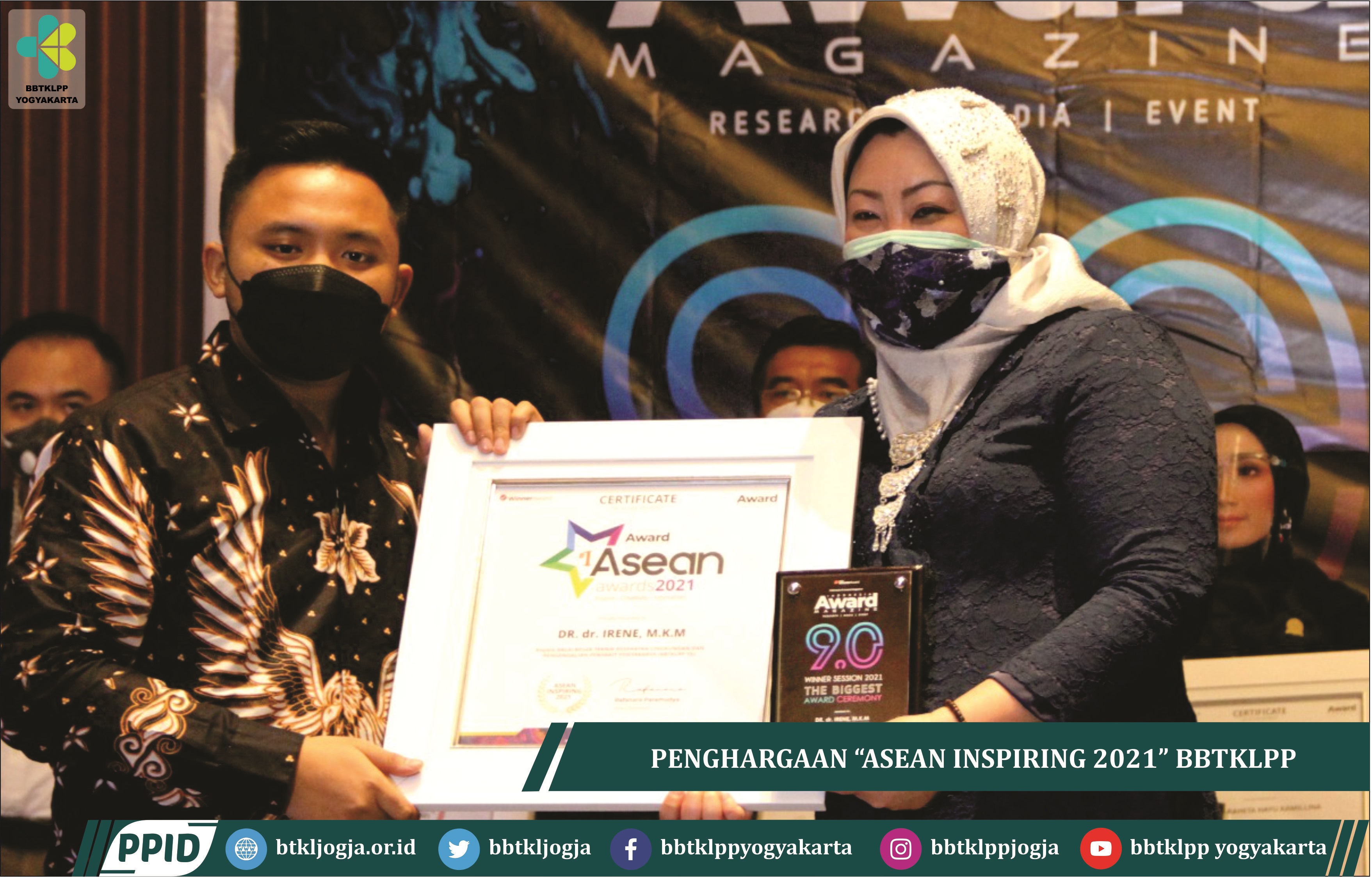 Penghargaan “Asean Inspiring 2021” BBTKLPP Yogyakarta Tahun 2021
