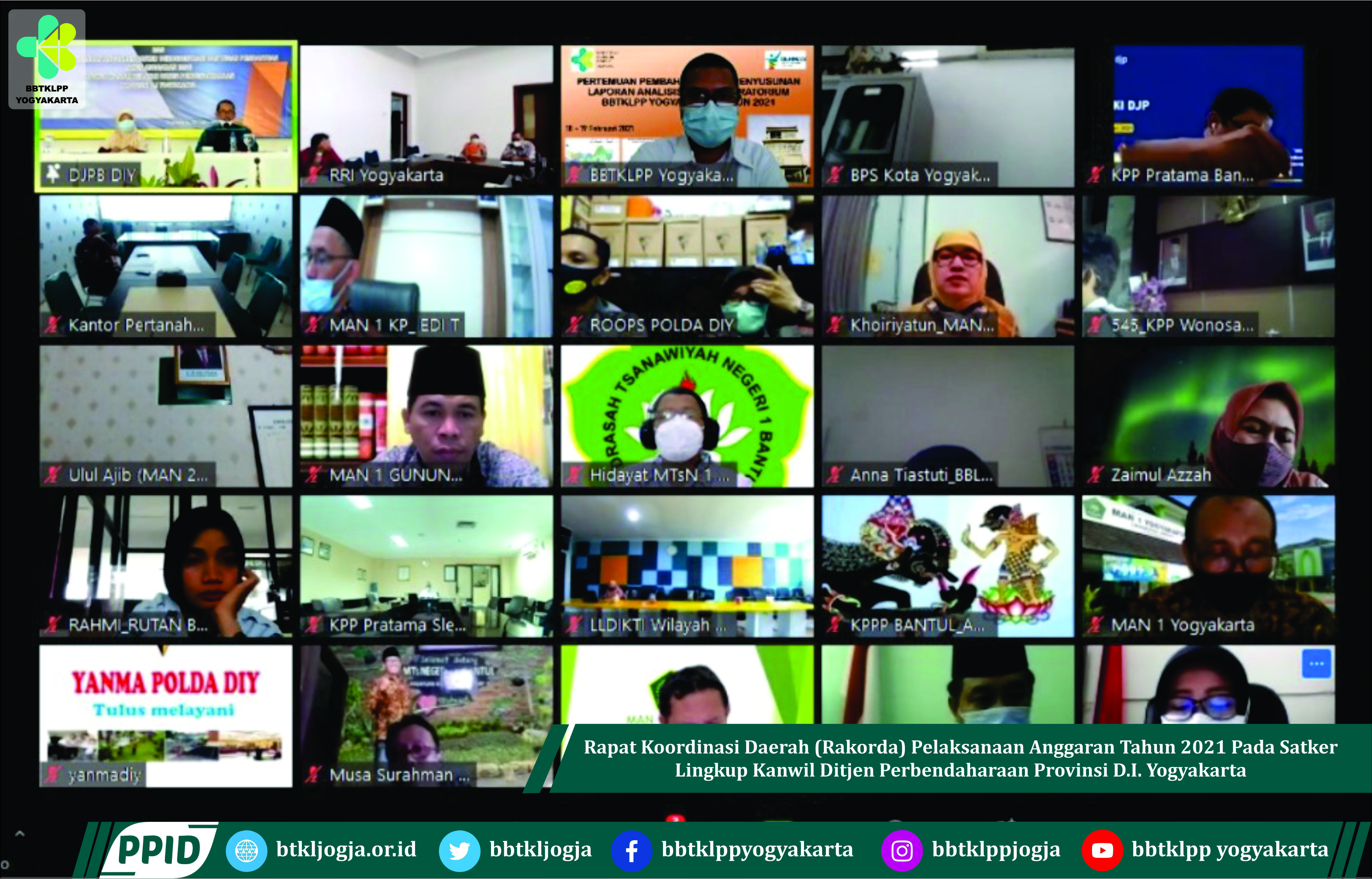 Rapat Koordinasi Daerah (RAKORDA) Pelaksanaan Anggaran Tahun 2021 Pada Satker Lingkup Kanwil Ditjen Perbendaharaan Provinsi D.I. Yogyakarta