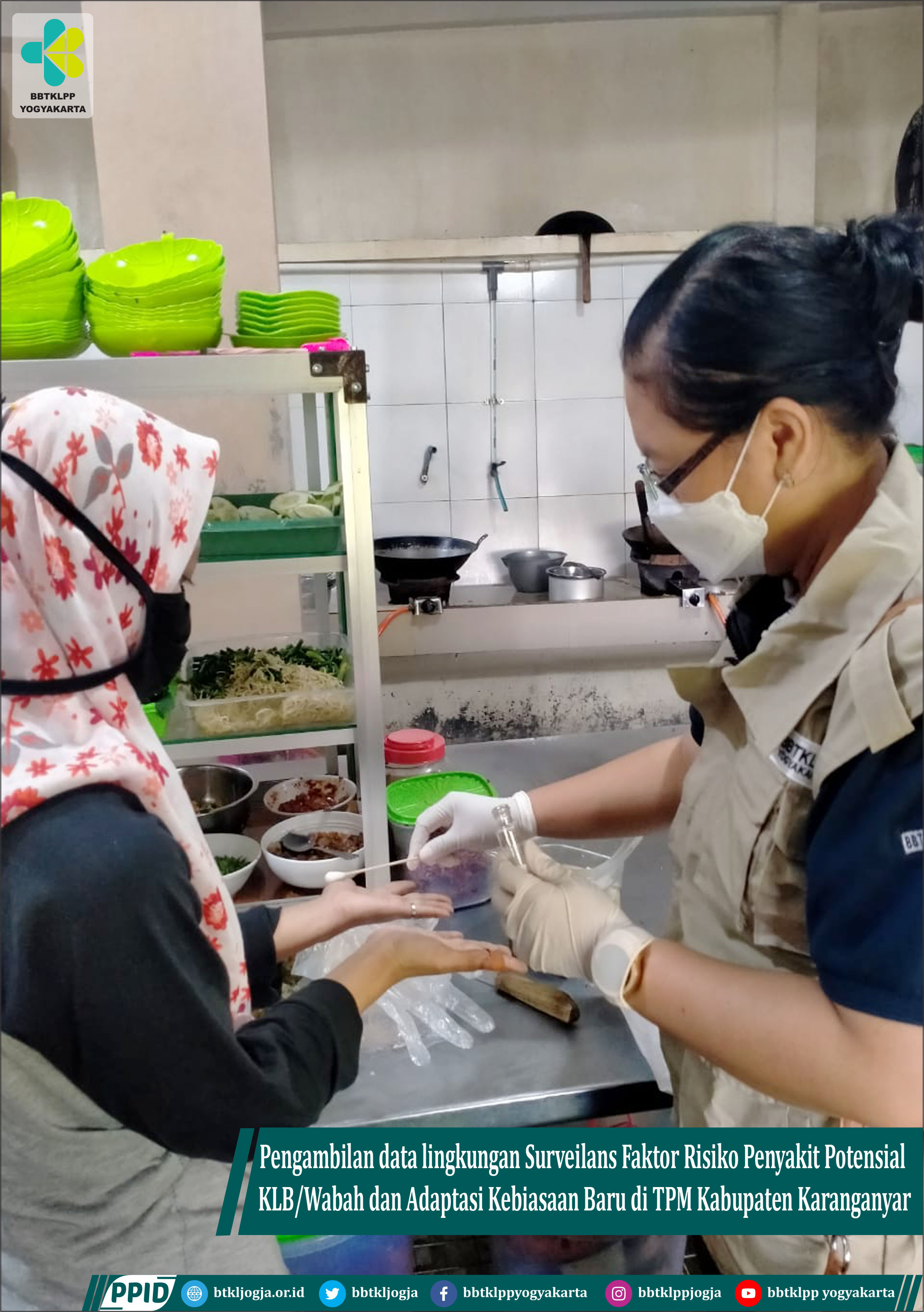 Pengambilan data lingkungan Surveilans Faktor Risiko Penyakit Potensial KLB/Wabah dan Adaptasi Kebiasaan Baru di TPM Kabupaten Karanganyar