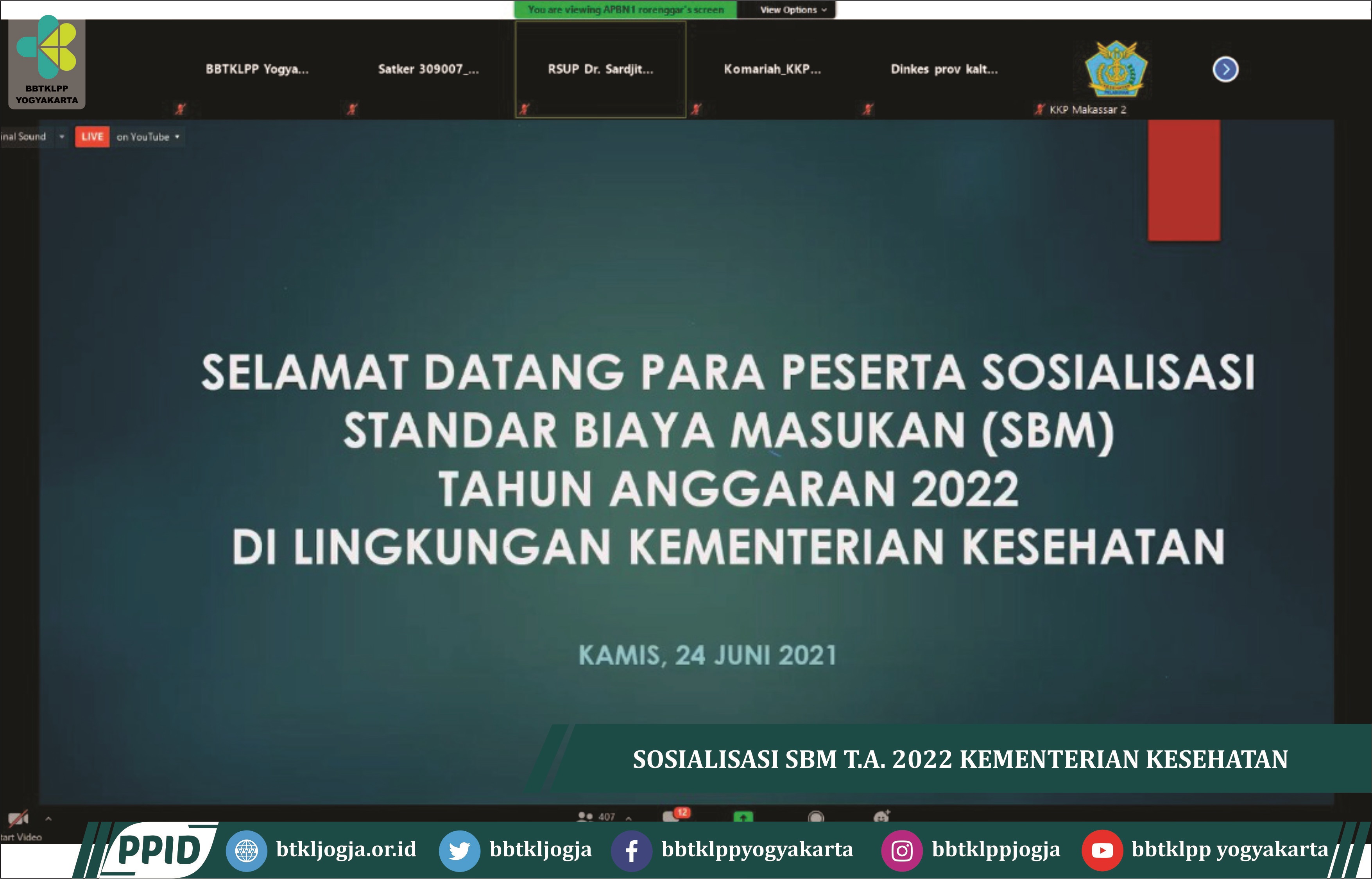 Sosialisai SBM T.A. 2022 Kementrian Kesehatan