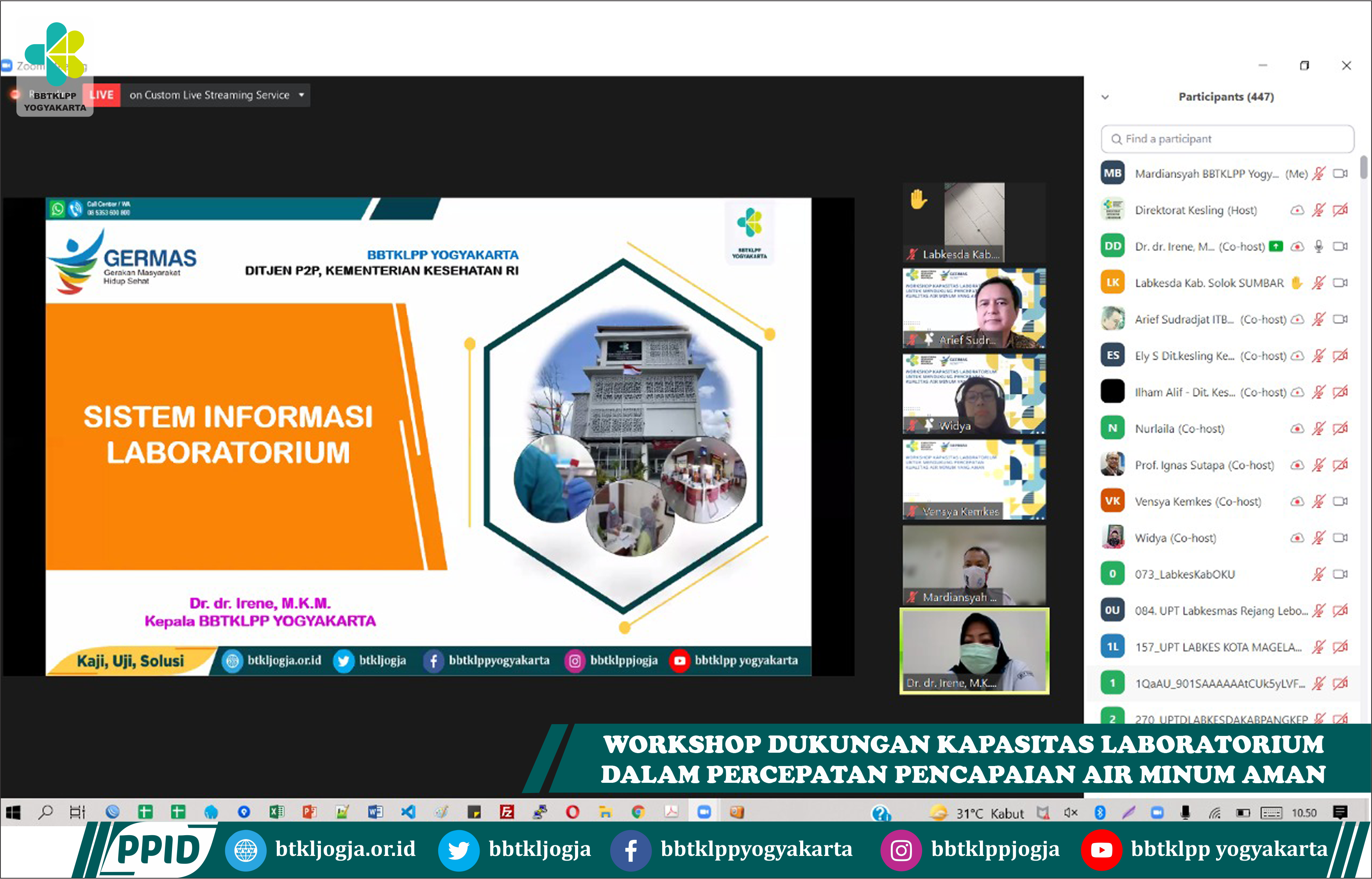 Workshop Dukungan Kapasitas Laboratorium Dalam Percepatan pencapaian Air Minum Aman